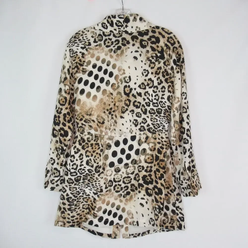 CHICO’S 0 Leopard Animal Print Collared Button Front Jacket Women’s Size Small
